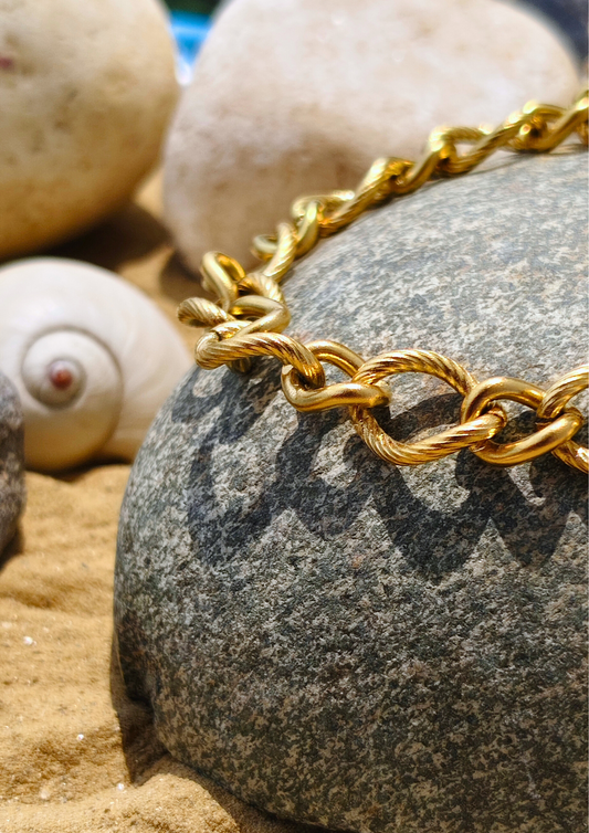 Siora Orbit Links Bracelet in Premium Stainless Steel – Polished Gold Chain Links | Seoraajewels Anti Tarnish, Waterproof & Hypoallergenic