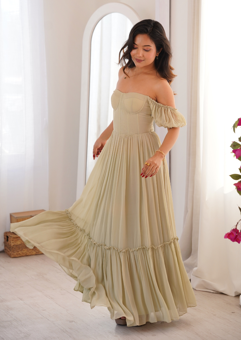 brown and green dress Petal and Pup Women's Alandra Maxi Dress main image 1