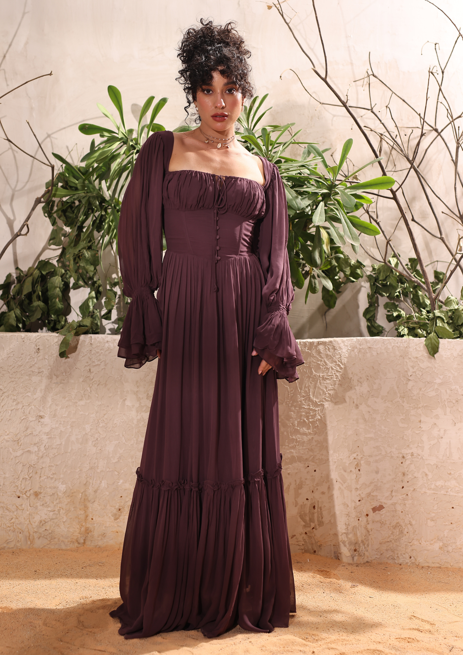 Elara Wine Dress by Seoraa