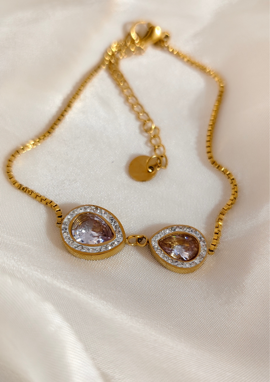 Siora Anti Tarnish Gold Plated Bracelet with Crystals – Seoraajewels Waterproof, Trendy and Romantic Everyday Jewellery