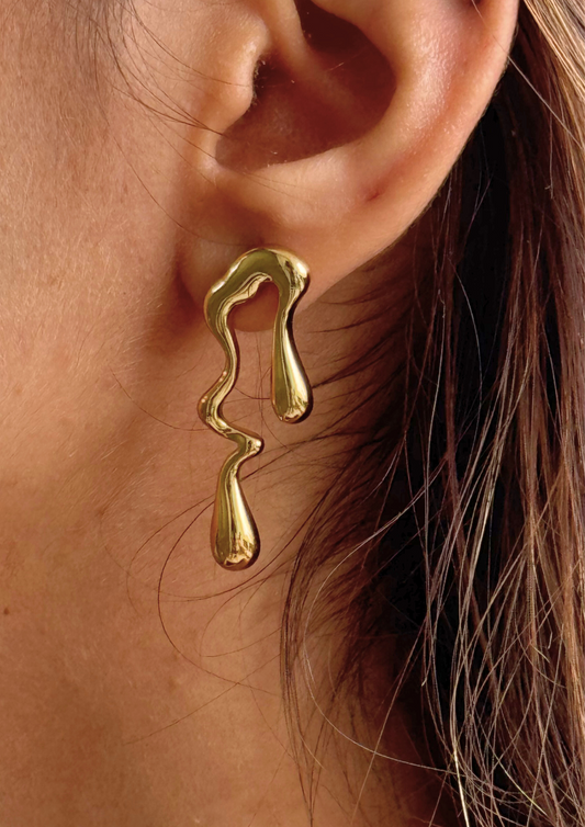 Siora: "Siora Anti Tarnish Gold Plated Falling Amber Earrings, perfect for everyday wear, trendy statement jewelry, waterproof design."