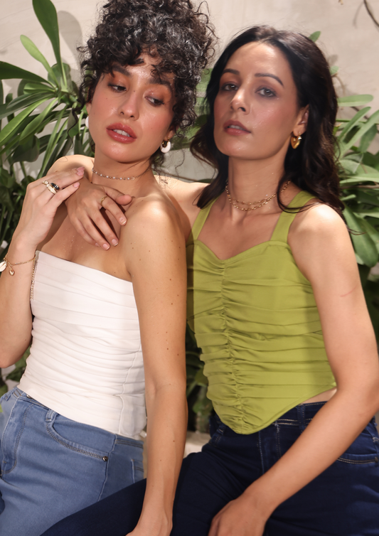 Seora elegant Moonlit Corset featuring structured boning and a lace-up back—perfect for summer wear, casual events, and evening outings