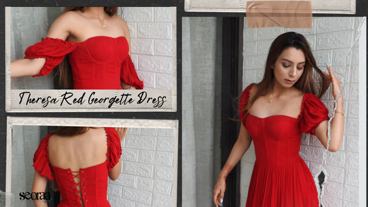 Theresa Red Georgette Dress – Seoraa’s Viral Power Statement