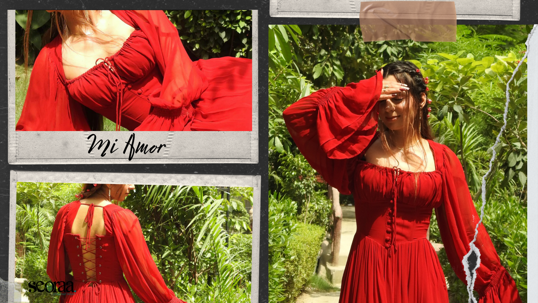 Mi Amor Dress – A Red Romance Written in Georgette