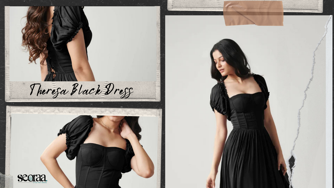 Theresa Black Georgette Dress – A Timeless Statement by Seoraa