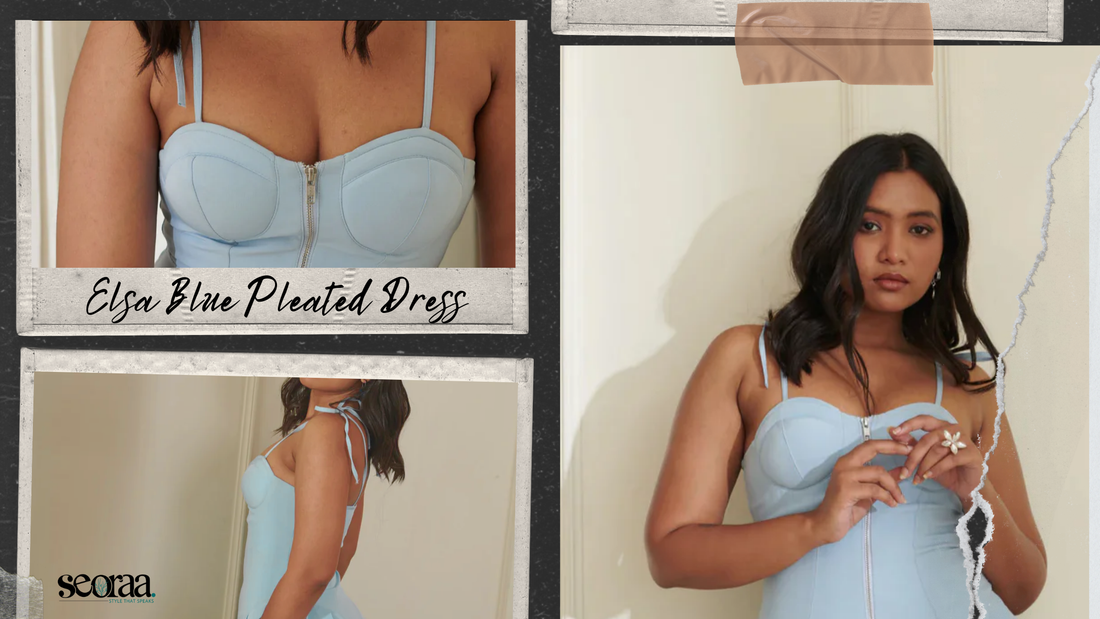 Elsa Blue Pleated Dress: Effortless Style with a Touch of Fun