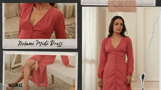 Nohemi Midi Dress: Pink Perfection with a Bold Twist