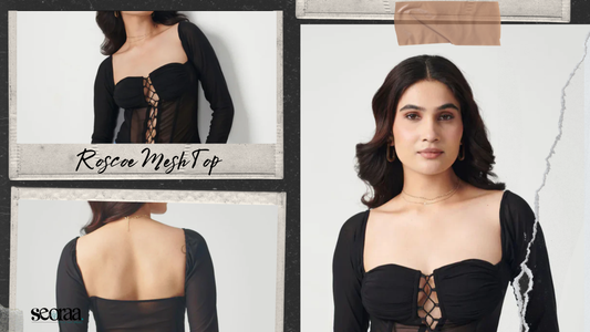 Roscoe Mesh Top – A Bold Black Sheer Top That Redefines Glam
