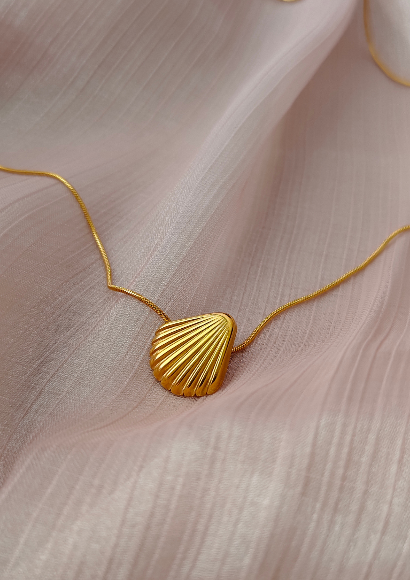 Seora Ocean Whisper Pendant by Seoraajewels – Elegant waterproof anti tarnish gold plated seashell pendant necklace, hypoallergenic stainless steel jewellery for everyday wear