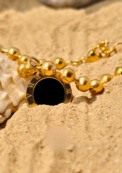 Seora: "Seora jewels Wrist of Infinity Bracelet – Waterproof, trendy, gold-plated bracelet with dual-toned clock charm, perfect as a statement everyday accessory."