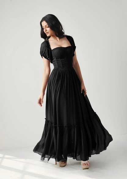 Theresa Black Georgette Dress Seoraa Theresa Black Georgette Dress Seoraa