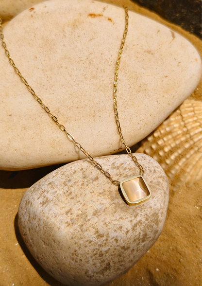 sioaa Celestia Spark Chain from Seoraajewels – anti tarnish gold plated necklace with dainty chain and starry square pendant, waterproof and elegant for everyday wear.