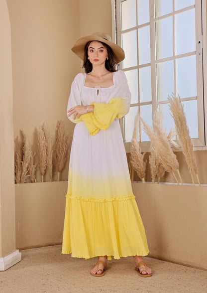 Seoraa Ombre Dress with gathered bodice and delicate lace straps, perfect for beachside evenings