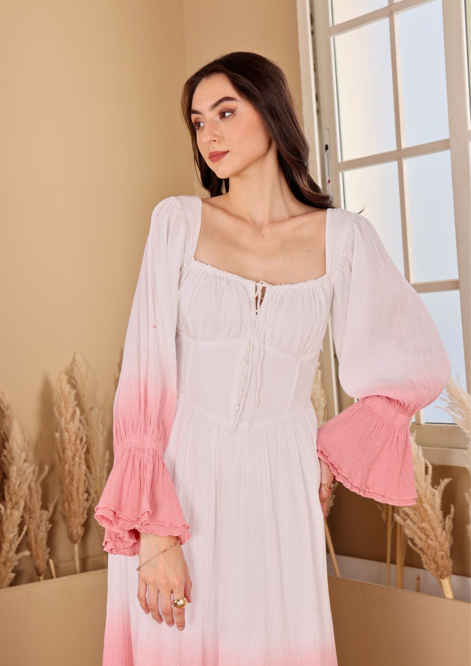 Sioraa Pearl White Dress with romantic charm and graceful silhouette, perfect for summer parties