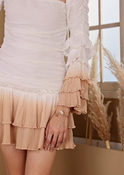 Sehora White Cream Ombre Dress with dreamy charm and elegant style, perfect for resort wear