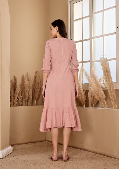 Sehora Elegant Peach Dress with sun kissed charm and breezy style, perfect for resort wear