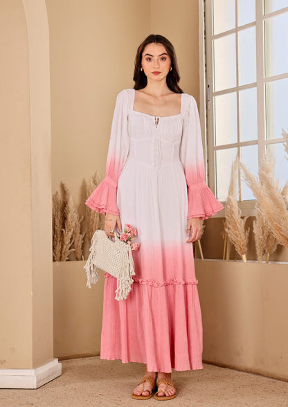Seoraa White Dress with gathered bodice and breezy tiered silhouette, perfect for brunch outings