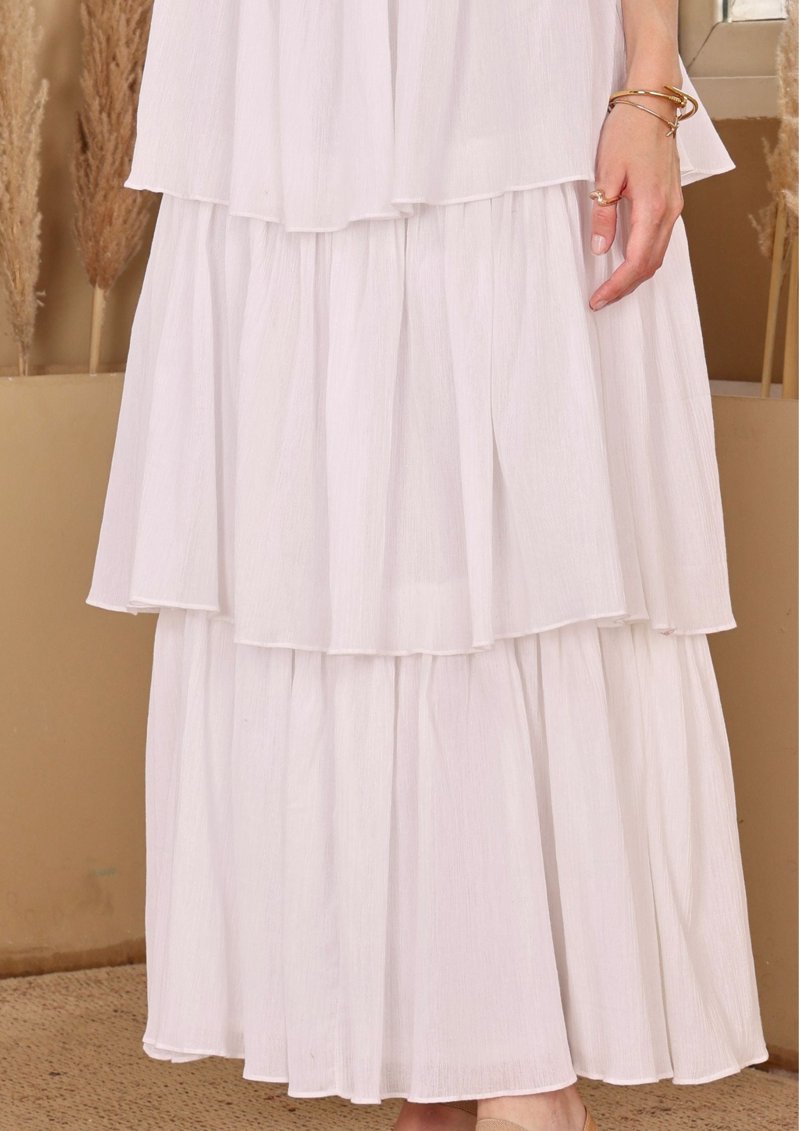Seora Pearl Midi Dress in crushed cotton with feminine halter neck detail, perfect for resort wear