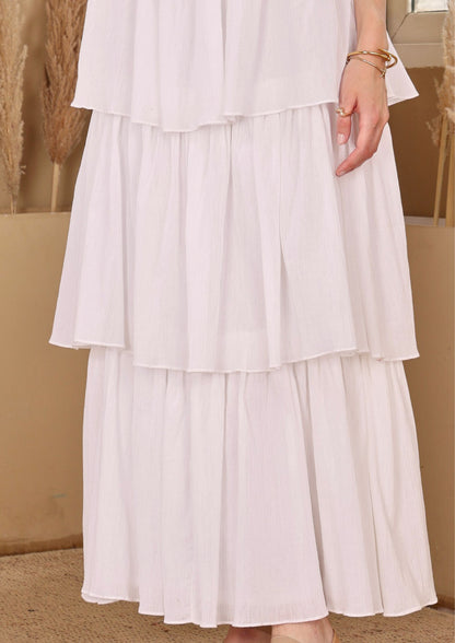Seora Pearl Midi Dress in crushed cotton with feminine halter neck detail, perfect for resort wear